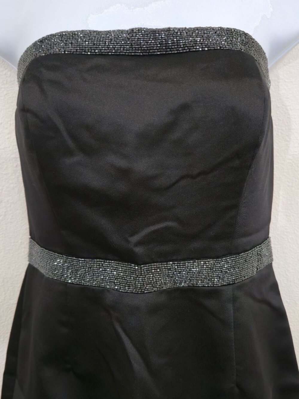 Moda International ✦ Strapless Beaded Trim Cocktail Dress ✦ Black Evening Party - Picture 4 of 12